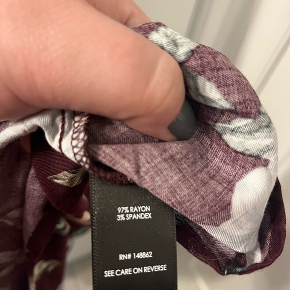 Torrid Floral Challis Button Front Midi Dress | Size: 3X | Color: Burgundy - Picture 6 of 10